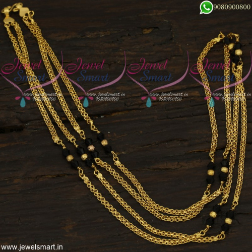 Nallapusalu Black Beads Gold Design Chains Rettai Vadam Online C22006