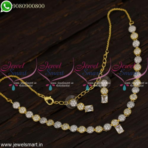 Beautiful Design Necklace Two Tone Jewellery Diamond Finish Collections NL21308