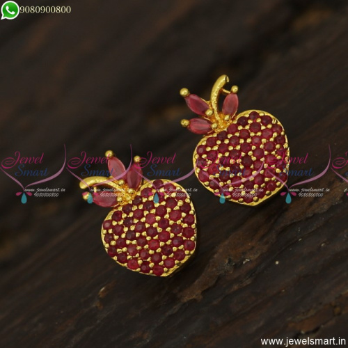 New Apple Ear Studs Designs Gold Plated Screwback South Indian Jewellery Online ER23574