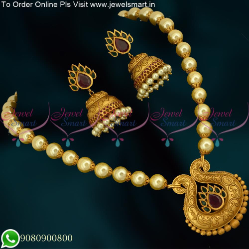 NL10424  Antique Matte Gold Beaded Jewellery Latest Real Look Design Collections Online