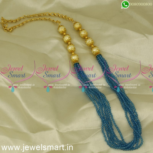NL17439 6 Strand Blue Colour 2 MM Crystal Mala Handmade Jewellery Designs Online