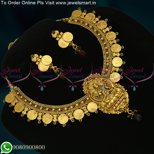 Temple Jewellery Kasumala Antique Gold Traditional Necklace Set Online NL20447