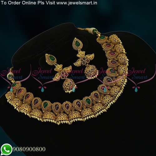 Antique Kemp Necklace Jhumka Design Trendy Jewellery Collections Online NL20871