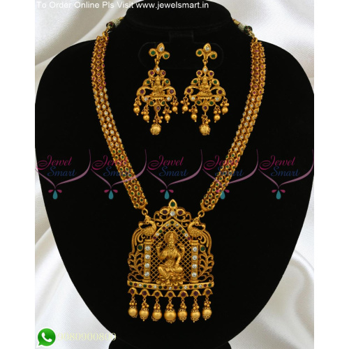 Temple Jewellery Traditional Bridal Necklace Matte Finish Stone Chain
