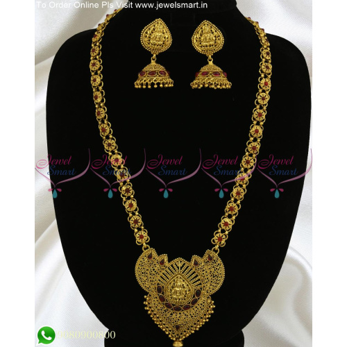Fabulous Antique Long Necklace Temple Gold Haram Designer Collections NL22143