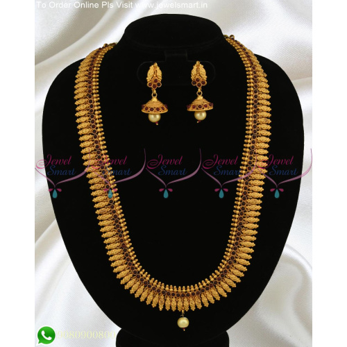 Adorable Matte Long Gold Necklace Kemp Haram Designs Latest Fashion Jewellery NL22298