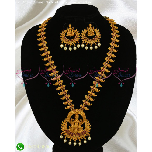 Artificial Long Gold Necklace Matte Look Temple Jewellery For Wedding Online