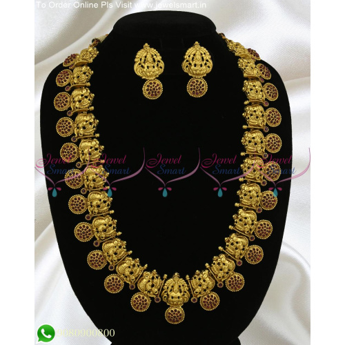 Impressive Temple Long Gold Necklace Designs Silver Inspired Jewellery NL23885