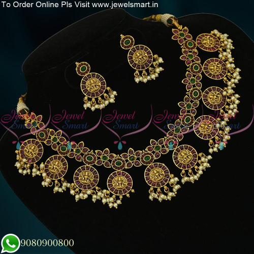 Guttapusalu Kasumalai Lakshmi Coin Ethnic Gold Necklace Designs Divine Jewellery NL24319