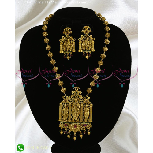 Ram Darbar Gundla Mala Gold Necklace Designs Beaded Temple Jewellery Online NL24602