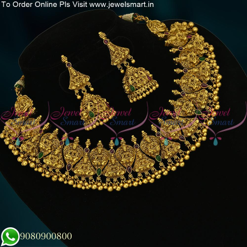 Awesome Gold Necklace Designs Nagas Leaf and Cone Silver Inspired Lakshmi Casting NL24744
