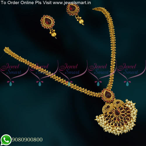 Handmade Gajri Chain Pearl Cluster Pendant Antique Gold Artificial Jewellery PS25352