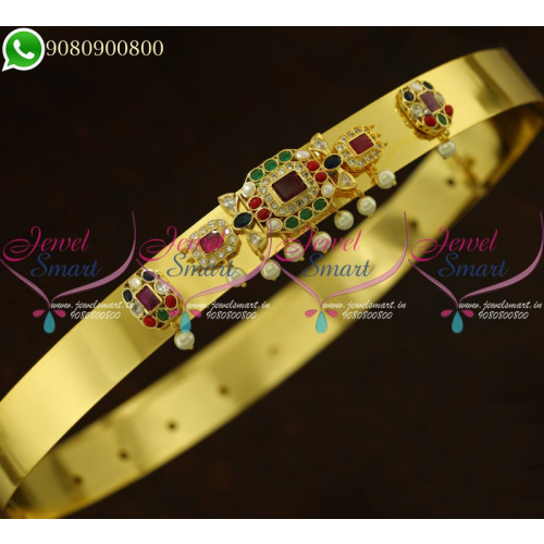 Oddiyanam Designs Gold Plated Navratna Simple South Indian Jewellery H21230