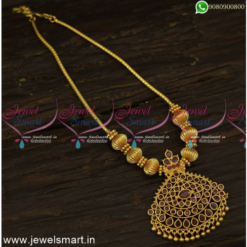 One Gram Gold Beaded Jewellery Kodi Chain Necklace Daily Wear Designs NL24842