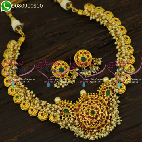 One Gram Gold Jewellery Necklace Set Pearl Guttapusalu Suppliers NL21149