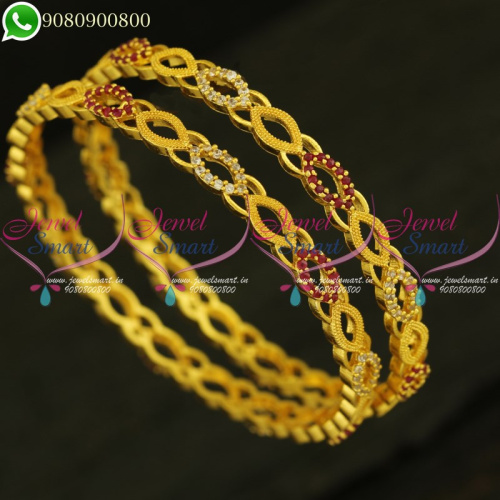 One Gram Gold Jewellery Ruby Bangles Real Look Imitation Collections Online B20971