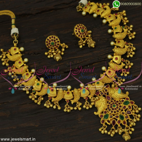 Beautiful One Gram Gold Jewellery Set Fish Designer Necklace Set Online