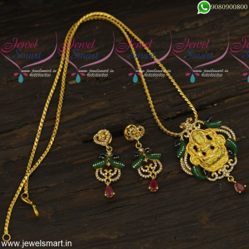 One Gram Gold Meenakari Dollar Chain Designs 18 Inches CZ Jewellery Online PS23878