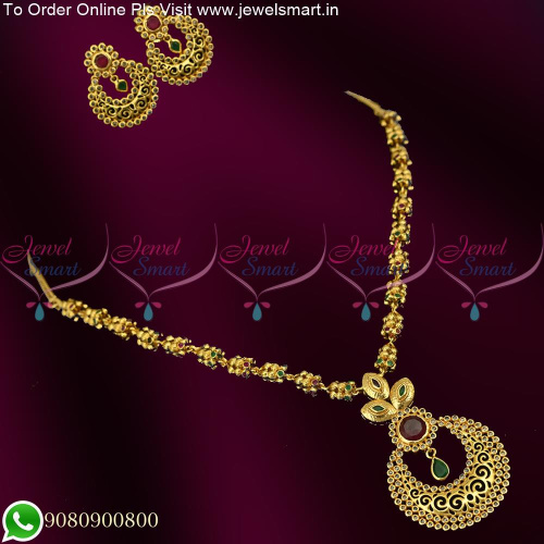 Latest Polki Necklace Sets One Gram Gold Competition to Real Jewellery Presenting NL25422
