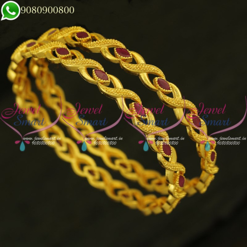 One Gram Gold Ruby Bangles Real Look Imitation Collections Shop Online B20972