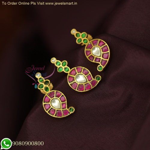 Original Jadau Kundan Small Pendant and Earrings Set - Latest Traditional Jewelry PS25115