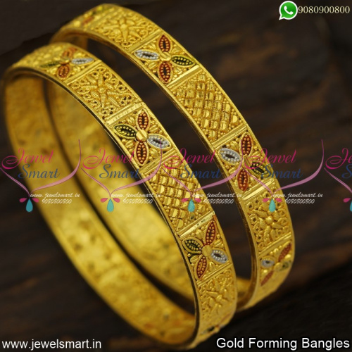 Party Wear Gold Forming Bangles Designs Latest One Gram Jewellery Collections B23979