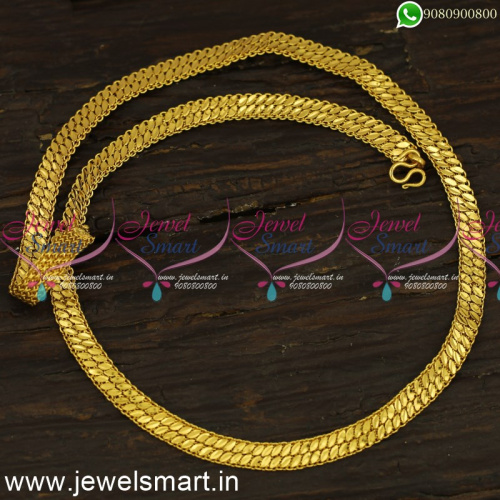 Flat Pattai Gold Plated Chains For Daily Wear With Guarantee Covering Jewellery C24116