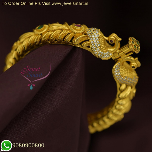 Peacock Bracelet Gold Design Antique Look - Openable & Popular on TV and Social Media B26350