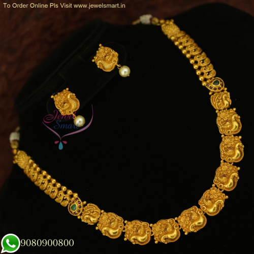  Peacock Design Antique Gold Necklace for Saree | Elegant Statement Jewelry NL25892