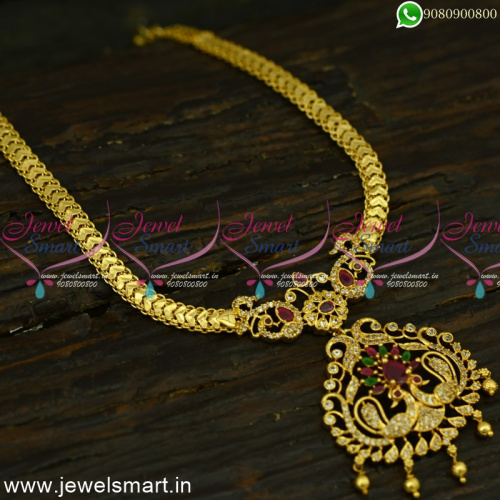 Peacock Design Fascinating Traditional Attigai Necklace Gold Plated Online NL25037