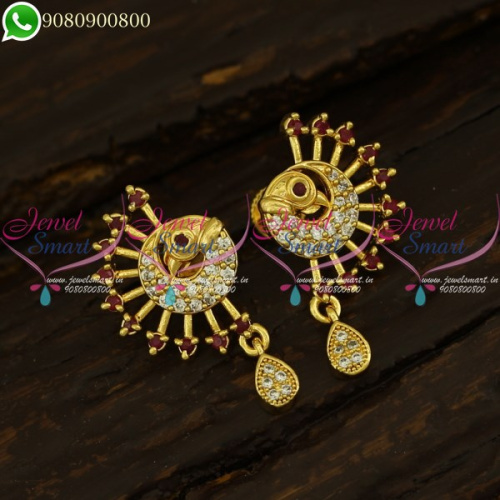 Peacock Earrings Gold Plated Jewellery AD Stones Studded Collections ER21117
