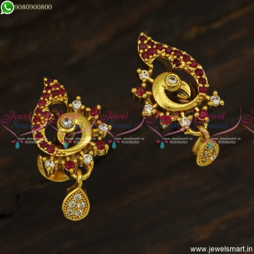 Peacock Earrings Gold Plated Stylish Imitation Jewellery With CZ Stones ER23615