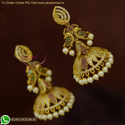 Exquisite Peacock Earrings Jhumka Style | Antique Jewellery Collection J25984