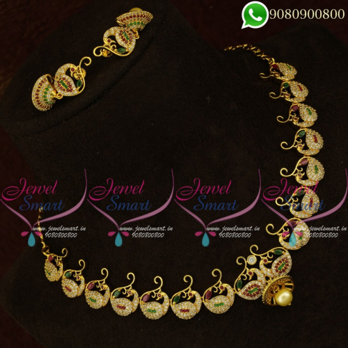 Peacock Jewellery Set Gold Plated Jhumka Designs Shop Online NL20857