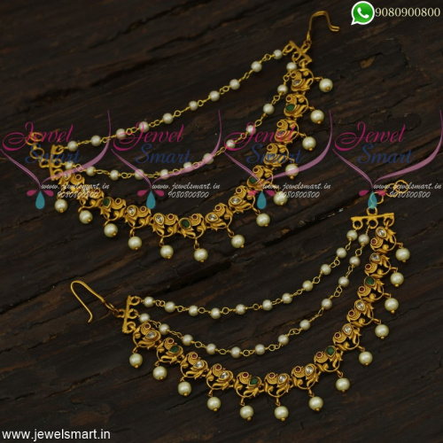 Peacock Side Mattal Ear Chains Accessories For Hair Bahubali Jewellery Online EC22174
