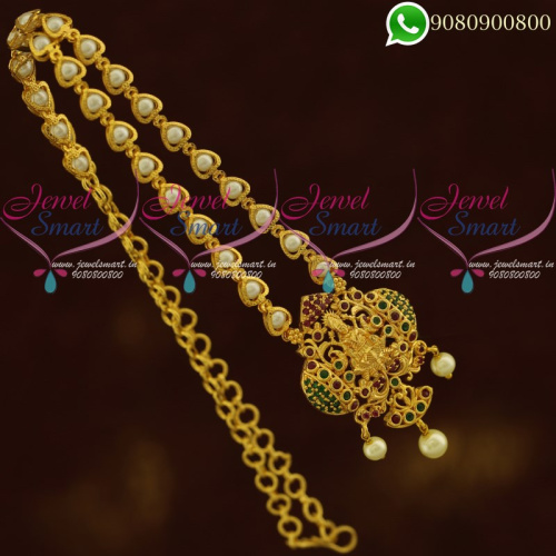 Pearl Chain Temple Pendant Gold Plated South Indian Jewellery Online CS20877