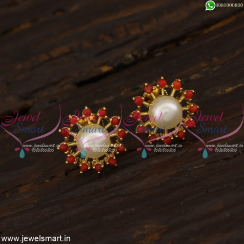 Pearl Ear Studs Gold Plated Designs Online Lowest Price