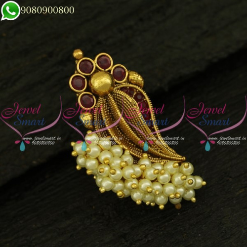 Pearl Finger Rings Designs Latest Antique Gold Plated Imitation Jewellery Online F20995