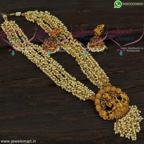 Pearl Imitation Jewellery Temple Collections Beautiful Long Necklace For Wedding NL21778