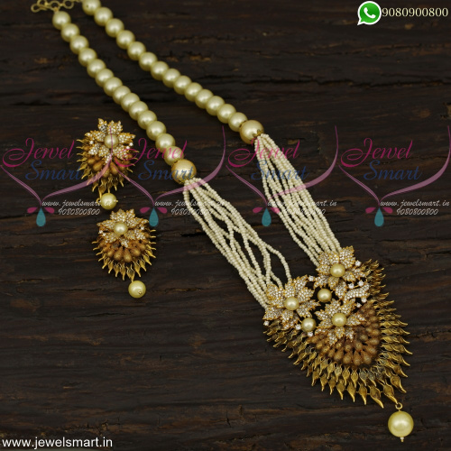 NL14122 Shell Pearls Designer AD Pendant Beaded Fashion Jewellery Latest Imitation Designs Online
