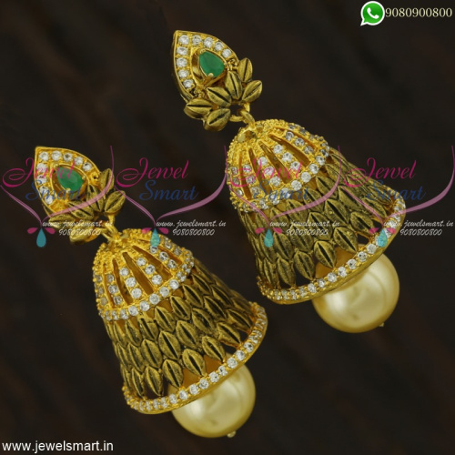 Peculiar Designer Jhumka Earrings Latest Artificial CZ Antique Jewellery J22305