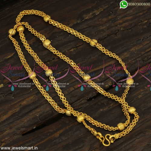 Peculiar Flat Cutting Artificial Gold Chains With Balls Latest Jewellery Online C23253