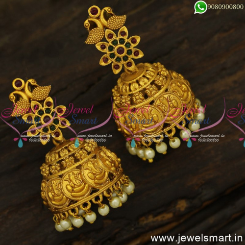 Popular Branded Gold Jewellery Lord Ganesha Coin Model Jhumka Earrings J24852