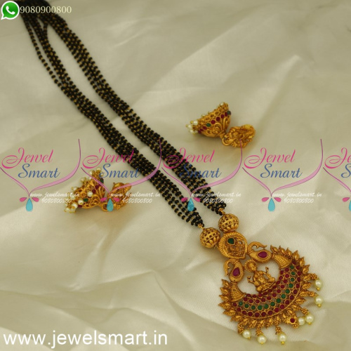 Popular Temple Pendant Designs In Low Price Mangalsutra With Jhumkas Online MS24215