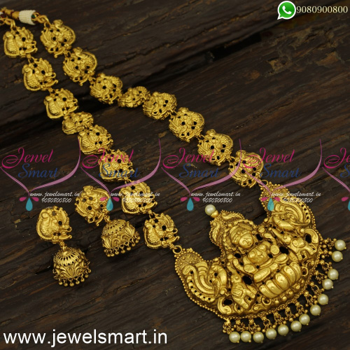 Preferred Traditional Antique Gold Long Necklace Designs Online Temple Nagas Jewellery NL24240