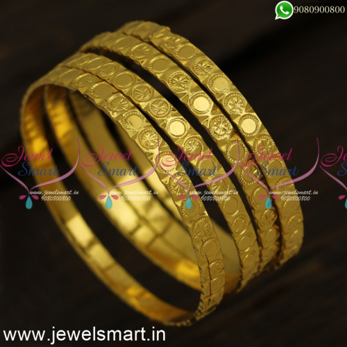 Projected Plain Dots and Star Print One Gram Gold Bangles Simple Design B24328