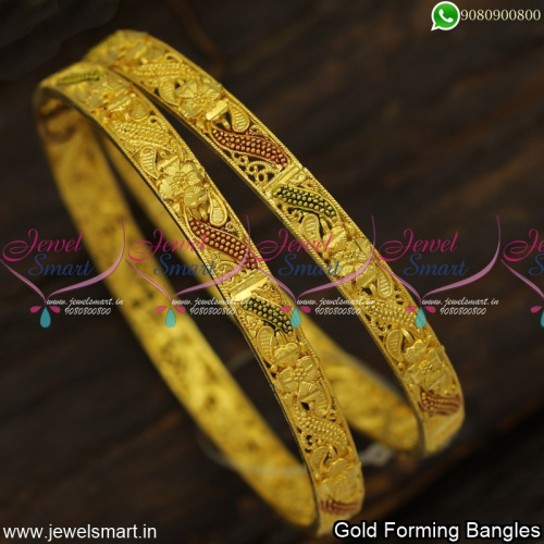 Rajkot Made Floral Gold Forming Bangles Set Prodigious Fashion Jewellery Designs B23977