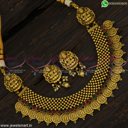 Ram Darbar Coin Necklace Temple Jewellery With Beads Gold Antique Designs Online NL22966