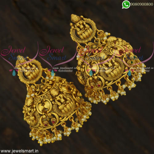 Ravishing Big Heavy Temple Jhumka Earrings Bridal Jewellery Designs J22175