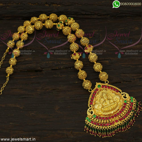 Remarkable Gajalakshmi Temple Jewellery Grand Beaded One Gram Gold Haram NL22428